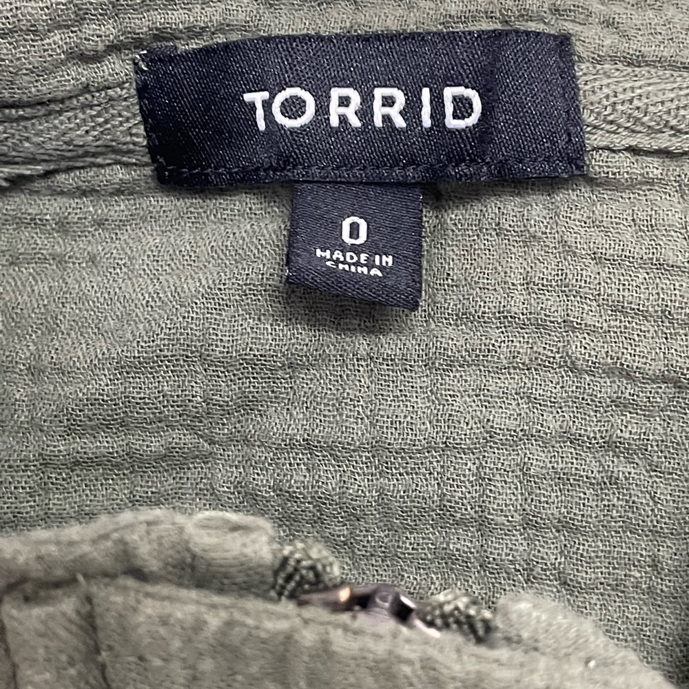 torrid Olive Green Textured Button-Up Hooded Utility Jacket - Picture 4 of 8